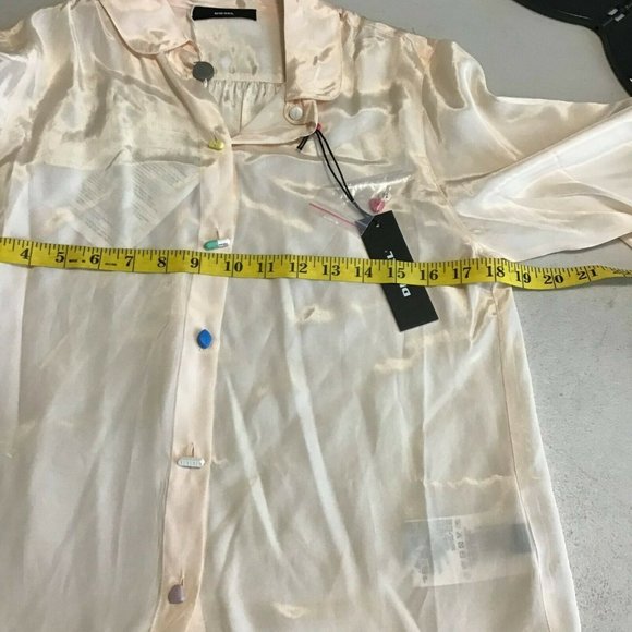 Diesel Women's Ivory Classic Long Sleeve Club Collar Button Up Casual Shirt XXS - Picture 6 of 10